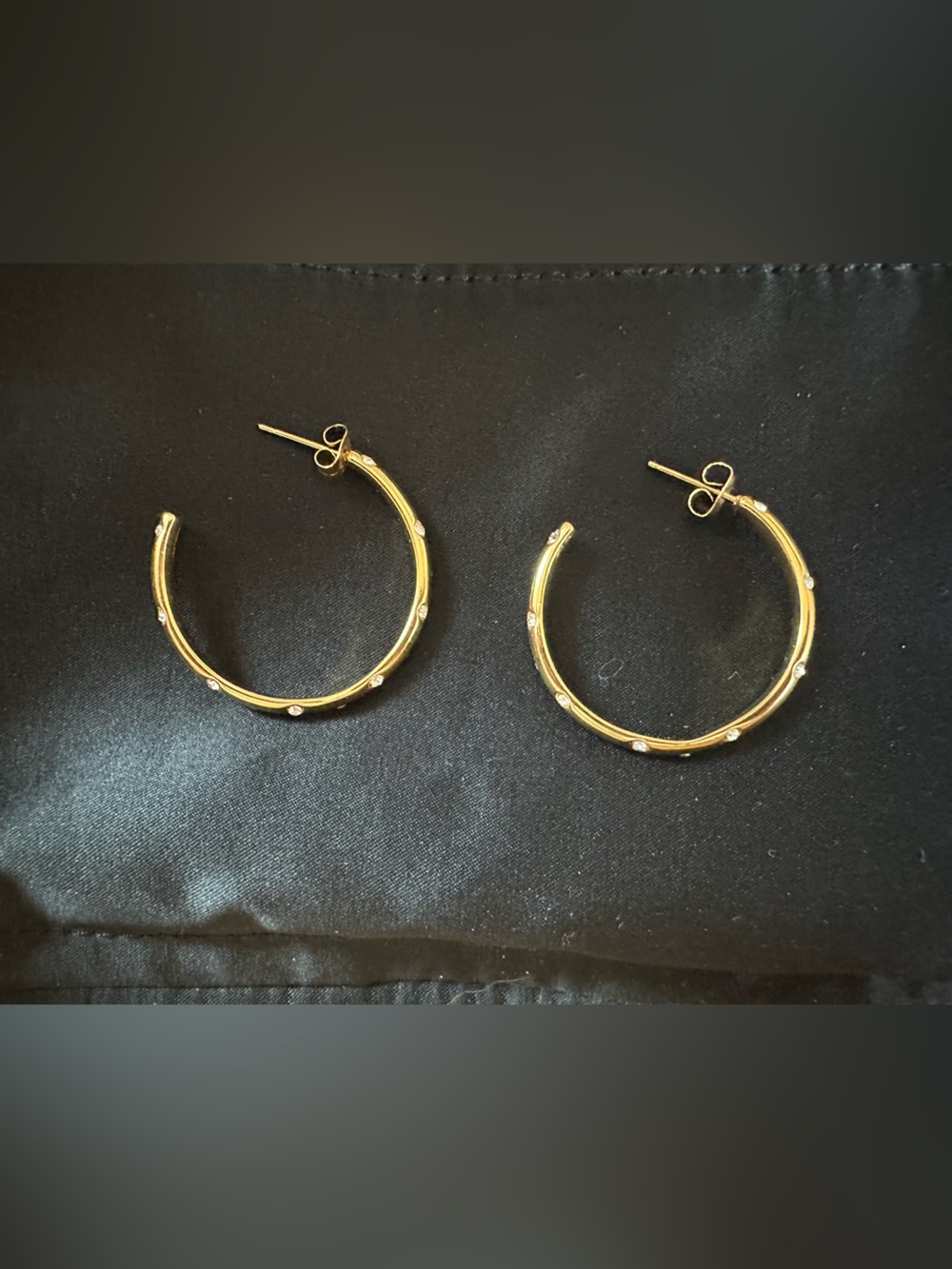 Stunning Gold Hoop Earrings with Crystal Accents - Women Jewelry